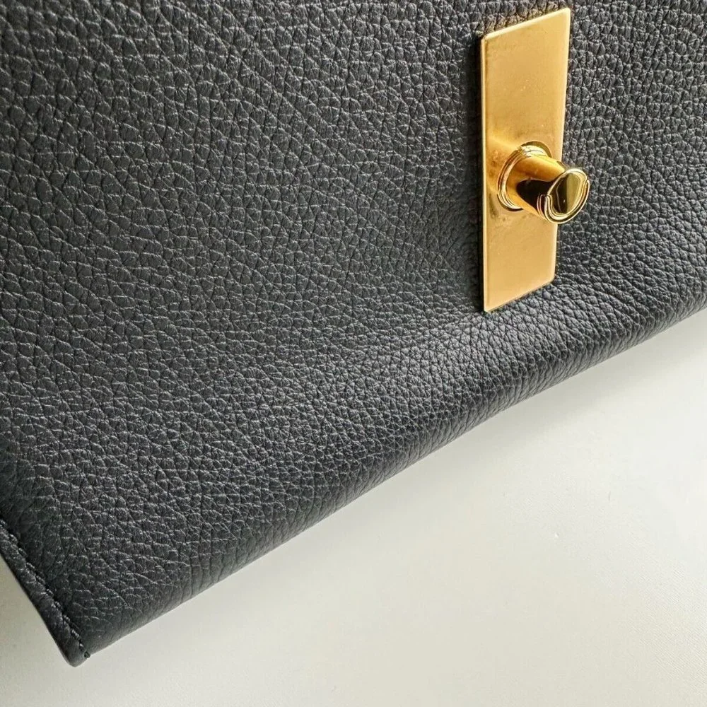 NEW ALTUZARRA Ghianda Black Pebbled Leather Braided Clutch
